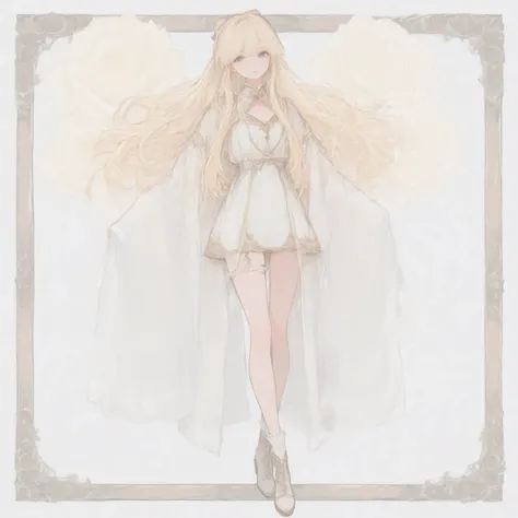full body　girl　long hair　blonde hair　