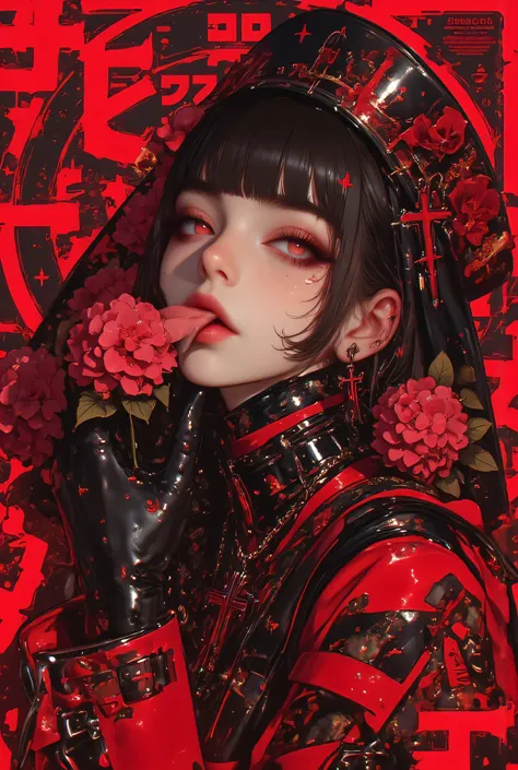 Beautiful Young Woman、Shining eyes、Glossy Lips、Tim Burton style、dynamic composition、Vibrant Decor、Wear clothes inspired by hydrangea flowers、Ultra High Definition、raw, 16k、gothic