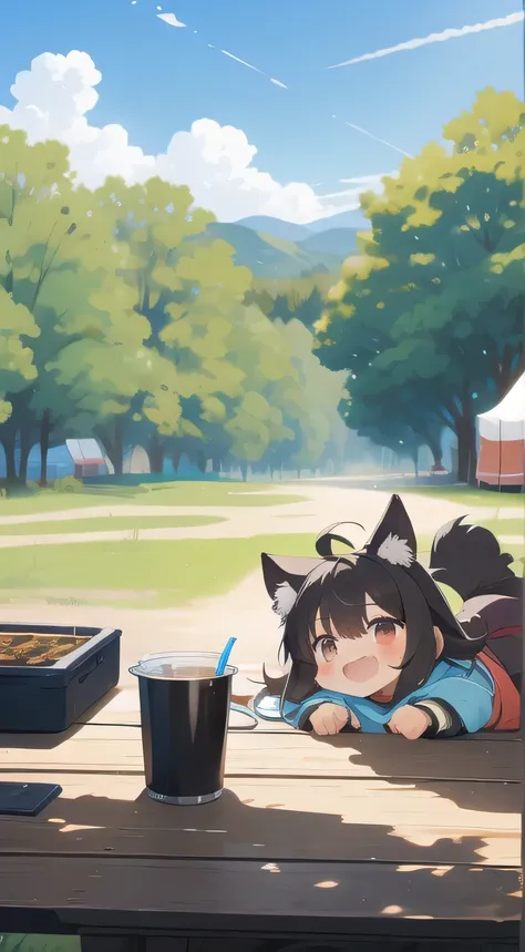 ren are playing at the campsite
