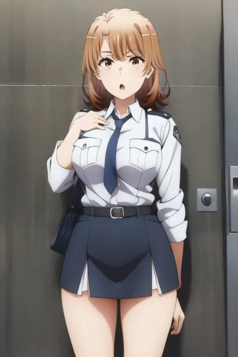   Beautiful Smile of Woman  ，brown hair short hair of a woman，，20 years old of a nice smile of an adult of woman，a cop wearing a miniskirt，Can you see through her nipples、can you see through her nipples，，Big breasts、 of  ，I need a face，After a white blouse...