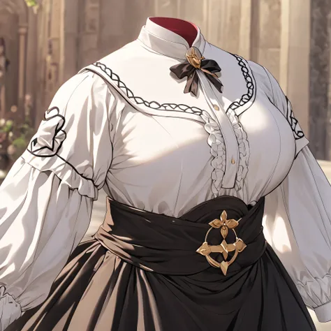 Hilda Valentine Goneril, white blouse, black skirt, Garreg Mach uniform, masterpiece, cute pose, in university, (invisible:1.5, no humans:1.5, headless:1.5, faceless:1.5), cute big huge breasts, detailed cloth texture, extremely details, close-up to breast...