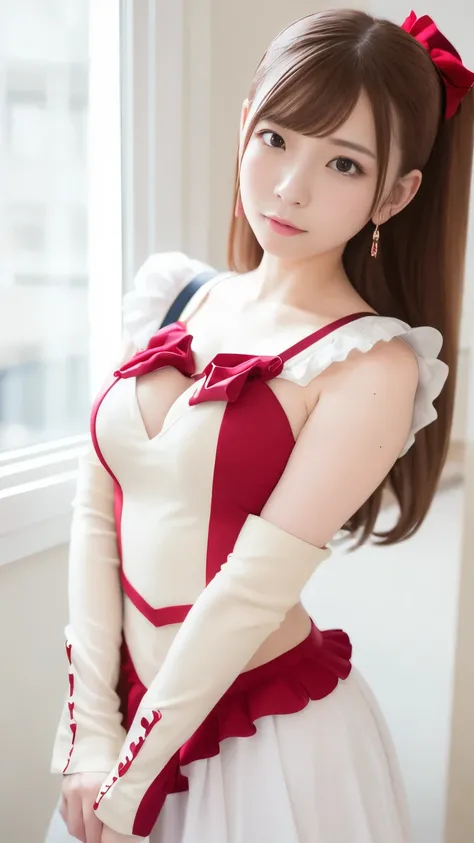 8K High Resolution、Christmas Decorated Room 、Pretty Cure cosplay、cute cosplay、Pretty Cure costumes with attention to detail、Glamorous, busty woman in her late 20s