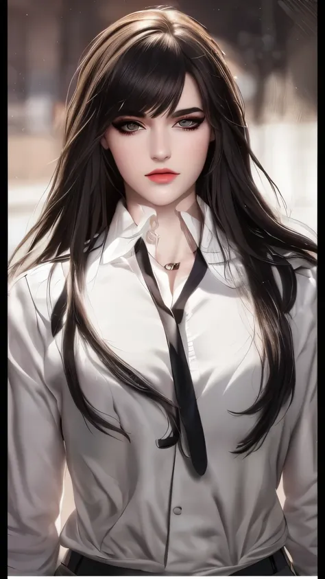 Convert to a realistic portrait,(Photorealistic : 1.5) ,grey pupils,detailed image,( double lid eyes:1.2) (upturned eyes: 1.3),(long eyes: 1.2) ,(cat eyelashes:1.2),retain her head structure,thin straight eyebrows,clear image, highly detailed