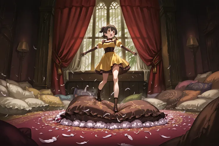 (score_9:0.9),score_8_up,score_7_up,negative_hand, realistic,Akagi_Miria_Cinderella, short hair, black hair, brown eyes, two side up, hair between eyes , lovely small breasts , alice dress, alice in wonderland dress, over elbow glove, satin, 1girl, solo, n...