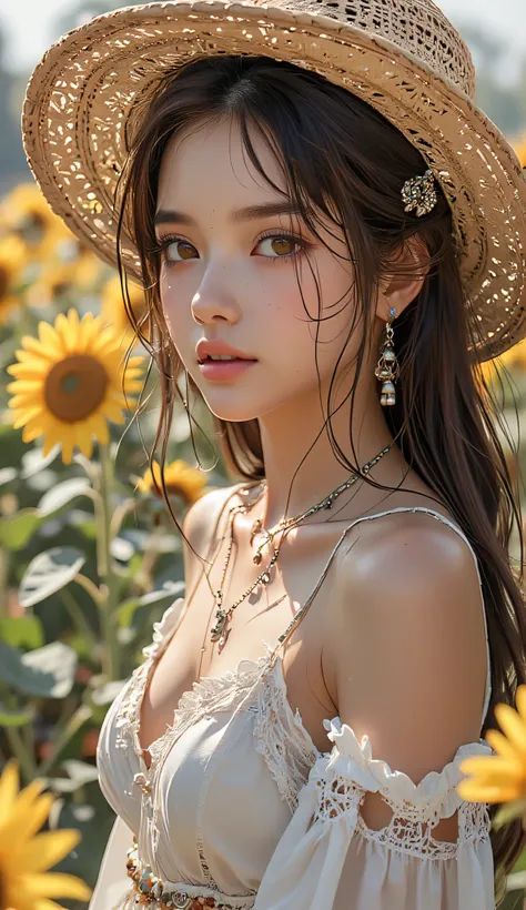 one female, ((Highest quality)), ((masterpiece)), (detailed), ((very detailed face)), High resolution photograph, full body portrait, slim face, pretty woman, (dark brown long hair), brown eyes, detail eyes, double eyelids, (Beautiful Delicate Eyes and Lip...