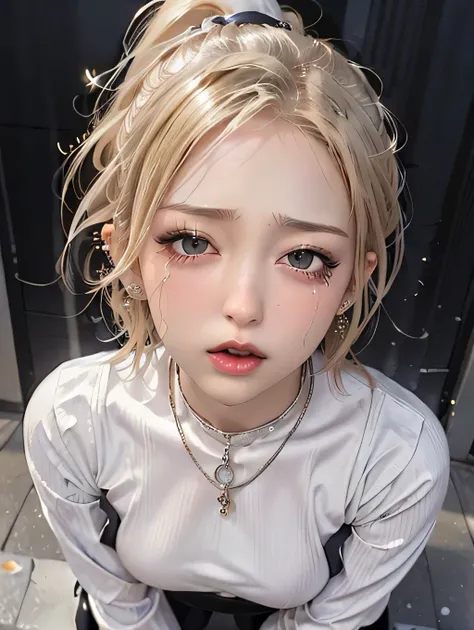{{masterpiece:1.2}}, {{1woman}}, ((pov)), ((portrait)), ((close up)), ((from above)), ((looking up)), ((looking at viewer)), ((incoming kiss)), ((standing)), ((in the Entrance)), 21 years old, ((gal)), ((blonde hair, short hair)), ((ponytail_weave_hairstyl...