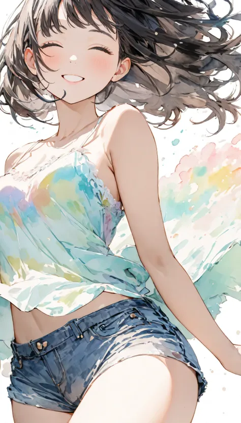 masterpiece, best quality, ultra-detailed, 8k, high resolution, White background with pastel color splashes, Watercolor Art, watercolor painting, Watercolor style, Watercolor detailed art, Watercolor digital painting, Very detailed watercolor painting, 1 g...
