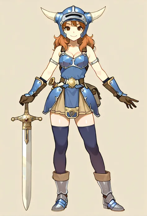anime art, masterpiece, best quality, girl, woman, highres, 1girl, casual pose, smiling, woman, masterpiece, best quality, amazing quality, very detailed, high details, very detailed skin, high resolution, mercenary, fighter, fantasy art, warrior girl, kni...
