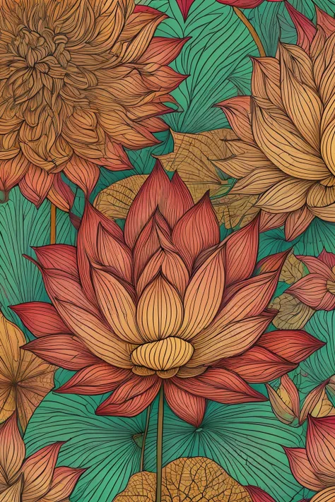 no people,Lotus flower、spiritual、fine pattern、ethnic