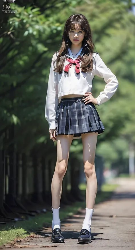 (8k、RAW photo、Highest Quality、masterpiece:1.3)、(realistic、realistic)、(((Full Body Shot:1.9)))、((Extremely long legs:1.2))、((Extremely thin legs:1.4))、((Focus on standing straight with your legs aligned:1.6))、Extremely Slim Model Body、((realistically reprod...