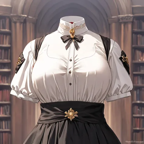 Hilda Valentine Goneril, white blouse, black skirt, Garreg Mach uniform, masterpiece, happy pose, in university, (invisible:1.5, no humans:1.5, headless:1.5, faceless:1.5), cute big huge breasts, detailed cloth texture, extremely details, close-up to breas...