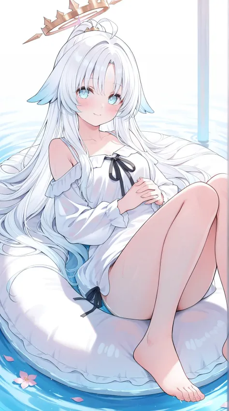 White long-haired barefoot