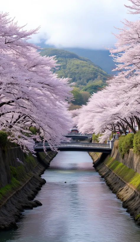 high definition picture、Arashiyama in spring、The season when cherry blossoms are in full bloom、There are no cars or people at Togetsu Bridge、Scenery seen from the pier at the end of the Oi River、Togetsu Bridge seen diagonally in front from the north side