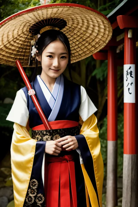 nice japanese girl,japanese shrine maiden in ceremonial outfit, 20 yeas old in Adachi