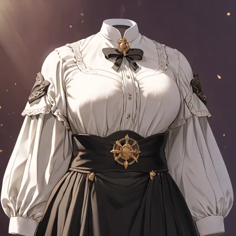 Hilda Valentine Goneril, white blouse, black skirt, Garreg Mach uniform, masterpiece, happy pose, in university, (invisible:1.5, no humans:1.5, headless:1.5, faceless:1.5), cute big huge breasts, detailed cloth texture, extremely details, close-up to breas...