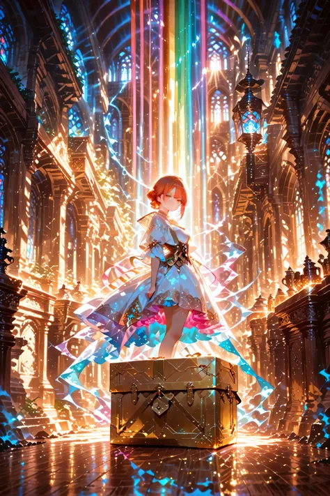 A Pandora's box, Lots of colored rays coming out 