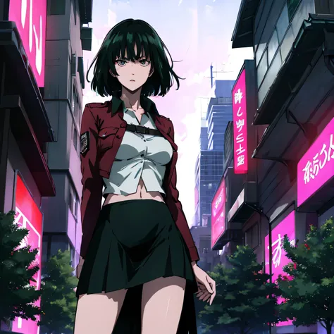 nsfw、Anime、High Definition、high resolution、masterpiece、short hair、woman staring at you、angry amidst enemies、dancing、green hair、RED EYES、Heavy Rain、Night City、cyberpunk、neon sign、see-through blouse that makes you shiver at the height of sexual desire、white ...