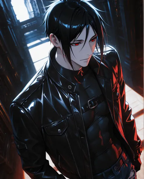 (masterpiece:1.2), (best quality:1.2), (very aesthetic:1.2), ,(newest),(highly detailed),(dynamic lighting),(cinematic lighting),1 man, adult, Sebastian Michaelis, Kuroshitsuji, solo, black hair, red eyes, handsome, sexy man, sensual, pale skin
,solo, cool...