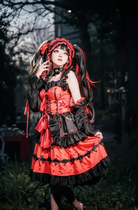 (( TOKISAKI KURUMI_DATE A LIVE)) photorealistic)),(highlight hair)), Light reflection, (( HD )),((upper body)), (((best quality, masterpiece))), (masterpiece) (best quality) (detail) (8k) (HDR) (wallpaper) (cinematic lighting) (sharp focuasterpiece, best q...