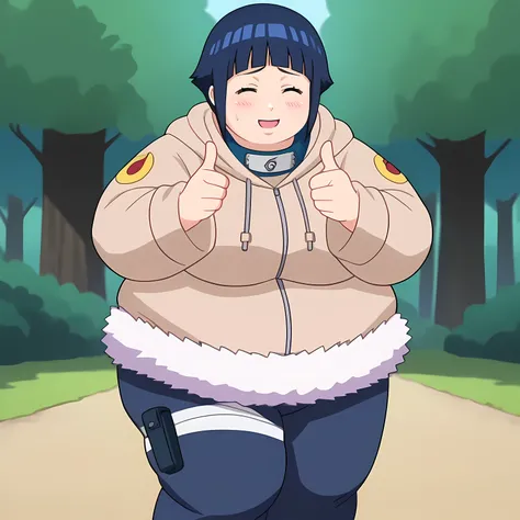score_9, score_8_up,source_anime,
 hort hair, dark blue hair, 1girl, blunt bangs, shiny hair, hoodie, solo, hood down, long sleeves, looking to the side,shy, blush, fur trim, capri pants, standing, smile, closed mouth,standing, cowboy shot, bandages, thigh...
