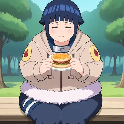 score_9, score_8_up,source_anime,
 hort hair, dark blue hair, 1girl, blunt bangs, shiny hair, hoodie, solo, hood down, long sleeves, looking to the side,shy, blush, fur trim, capri pants, standing, smile, closed mouth,standing, cowboy shot, bandages, thigh...