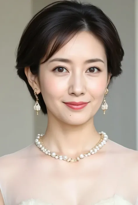 Closeup Portrait、50-Year-Old Glamorous Japanese Woman、plump body line、fine lines of laughter、CLASSIC HOLLYWOOD MAKEUP、Glossy Red Lips、 cat eyeliner 、 voluminous lashes 、 Gold Highlights 、RETRO WAVY HAIR WITH SIDE PARTS、ELEGANT MERMAID LINE LUXURIOUS PARTY ...