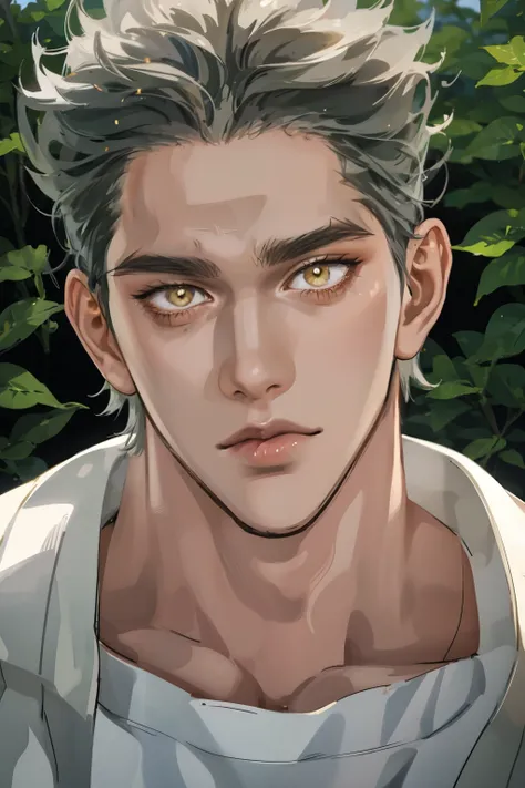 Realistic,Photorealistic,HDR,UHD,studio lighting,Ultra Detailed Description,Professional ,vivid color,Garou,One Punch Man,Yellow eyes,gray hair,18 years old,guy,177cm,Black Chewy Polar That Reveals Your Body,White Dojo Pants,Dojo Straps,Full Body High Defi...