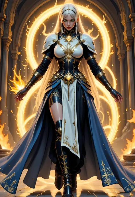 portrait of a nun making an exorcism on a sleeping  , fantasy portrait  art, dnd art, RPG art, wide shot, (masterpiece: 1.4) intense details, highly detailed, photorealistic, best quality, highres,  (fantasy art, Masterpiece, best quality: 1.3) , intense d...