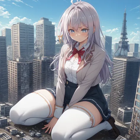 A girl bigger than a skyscraper、stare at me、Cheerful Genmiya、Female Giant(1 million kilometers long)、 、press your chest against the city、Destruction、Destruction、Erotic expressions、expose your chest、  Valley Emphasis、徹底的に街をDestruction、The building collapsed...