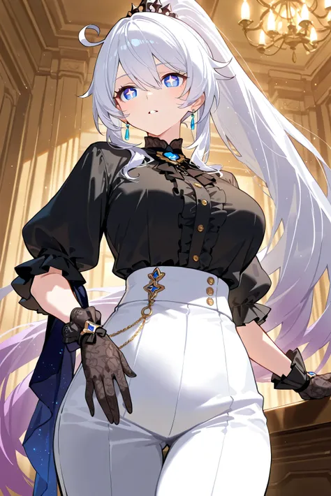 score_9, score_8_up, score_7_up, masterpiece, best quality, very aesthetic, absurdres, tunning image, light particles, attractive image, 1girl, adult grown woman, solo, kiana kaslana \(honkai impact 3rd\), herrscher of finality, white hair, ahego, high pon...