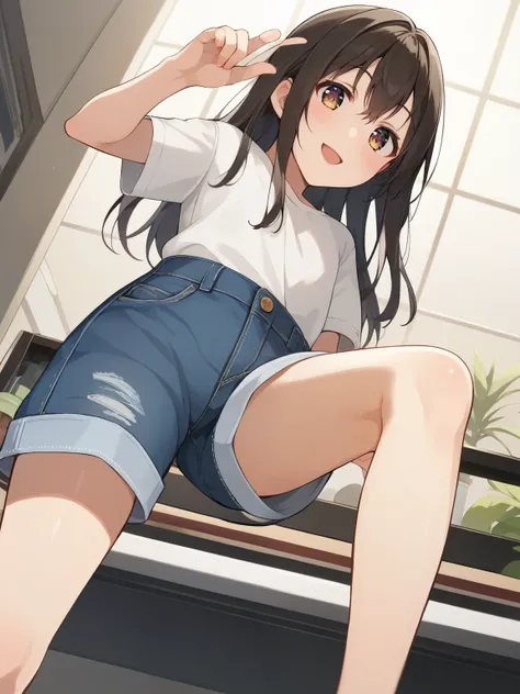 score_9, score_8_up, score_7_up, score_6_up, score_5_up, score_4_up, Source_Anime,nsfw，Japanese，masterpiece，wearing a pretty, lightweight miniskirt dress、 low angle between mountains，In the best quality，beautiful girl，Cute Little，high resolution，Super Deta...