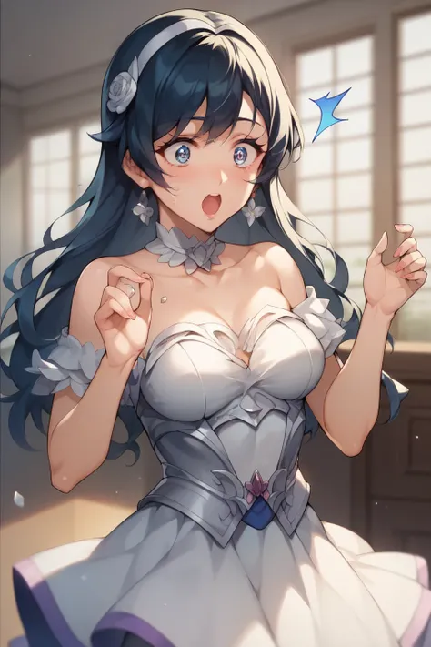 score_9,score_8_superior,score_7_superior, Gwendoline_Tennyson,1 girl,Inside Alone,depth of field, surprised , blush, In , beautiful ,Medium-sized breasts were discovered, tattered clothes, provocative pose, Pretty Cure style,glitter,fisheye lens,