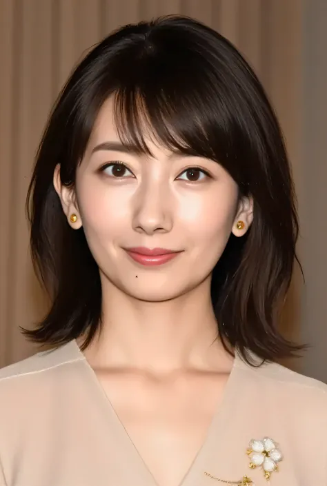 Closeup Portrait, 50-Year-Old Glamorous Japanese Woman, plump body line, fine lines of laughter, CLASSIC HOLLYWOOD MAKEUP, Glossy Red Lips, cat eyeliner, voluminous lashes, Gold Highlights, RETRO WAVY HAIR WITH SIDE PARTS, ELEGANT MERMAID LINE LUXURIOUS PA...