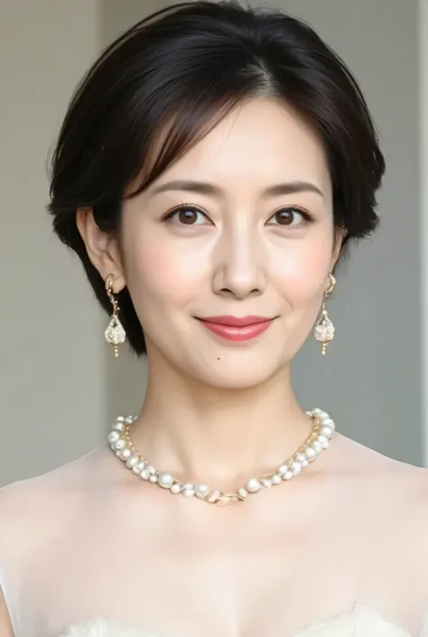 Closeup Portrait、50-Year-Old Glamorous Japanese Woman、plump body line、fine lines of laughter、CLASSIC HOLLYWOOD MAKEUP、Glossy Red Lips、 cat eyeliner 、 voluminous lashes 、 Gold Highlights 、RETRO WAVY HAIR WITH SIDE PARTS、ELEGANT MERMAID LINE LUXURIOUS PARTY ...