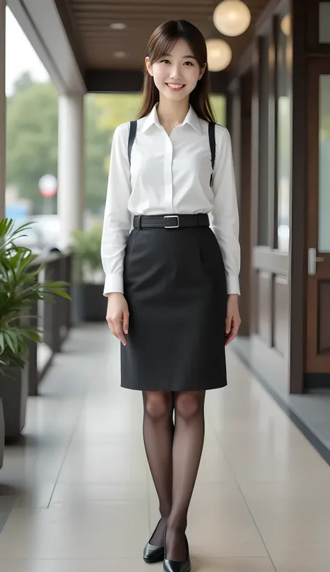 Super Real , Photoreal , (Full body image:1.5), She looks so happy , shadow, Global Illumination , Alone, (Japanese woman in her 20s :1.5), very beautiful、 cute smile , Slim, brown hair , Beautiful L...