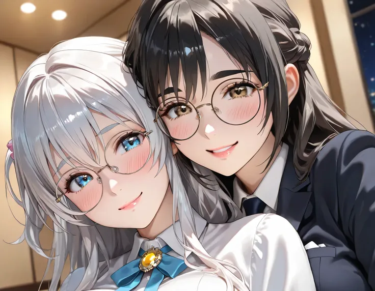((ultra-detailed)), (highly detailed CG illustration), (best quality:1.2), ultra-highly detailed, colorful composition, artistic photoshoot, 2girls, duo focus, Yuri, side by side, shoulder-to-shoulder:1.4, upper body, moe anime character, girl, dainty faci...