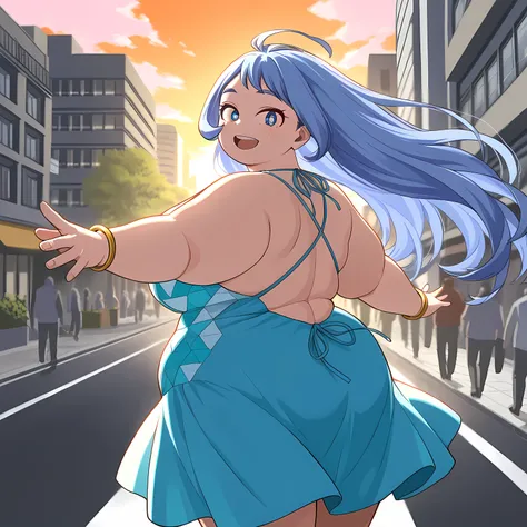 high resolution picture, masterpiece, best quality, amazing quality, official art,  hado_nejire from My Hero Academia , 1girl,nejire hadou, blue eyes, blue hair, long hair, medium breasts    (flat colors, pastel colors)         1girl, solo,  slight blush, ...