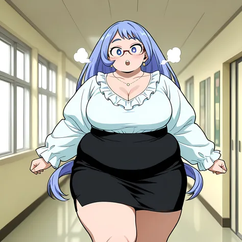 high resolution picture, masterpiece, best quality, amazing quality, official art,  hado_nejire from My Hero Academia , 1girl,nejire hadou, blue eyes, blue hair, long hair, medium breasts    (flat colors, pastel colors)       ,   BREAK (curvy),       under...