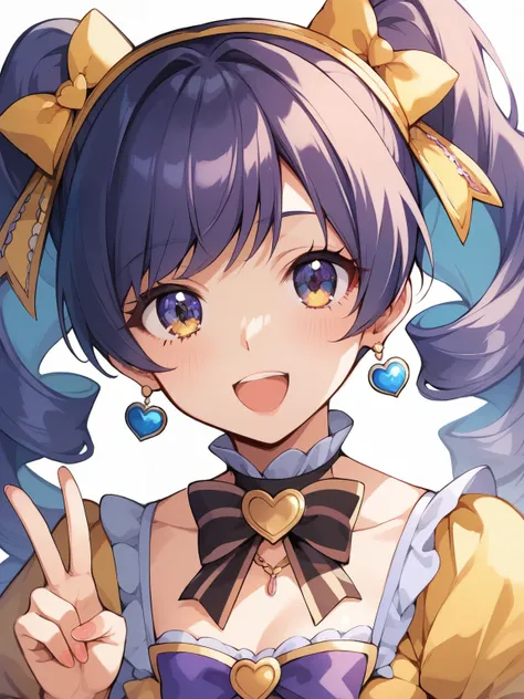 score_9, score_8_up, score_7_up, Source_Anime, ，STUNNING CUTE JAPANESE IDOL GIRL, WITH EXTRA LONG CURLED TWIN TAILS、STYLISH LIKE DRILL, CLASSIC BROWN PRINCESS FASHION, STYLISH MODERN FUSION, STANDING WITH A PEACE SIGN CLOSE TO YOUR FACE, BRIGHT IDOL POSE，g...