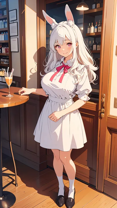 This is an illustration of a girl with rabbit ears, the girl is spoiled and clumsy, masterpiece, best quality,  blurry background,  (( Fine line drawing:1.3)), very detailed,  details, high resolution, 8k Wallpaper, Perfect Dynamic Composition:0.5, Biologi...