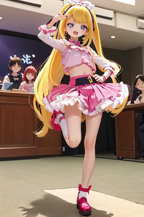 Pretty Cure、、young girl puts her left foot down、、Stand up and dance　(((big )))