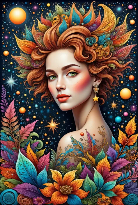 最High Quality, High Quality, masterpiece, intricate detail, super high resolution, flat color,Ultra HD、(zentangle art:1.4)), 

Fashion photos of stunningly beautiful women and cats, Mode、Portrait、exquisite, ( Crazy Alternate Hairstyles :1.4), (Surreal Hair...