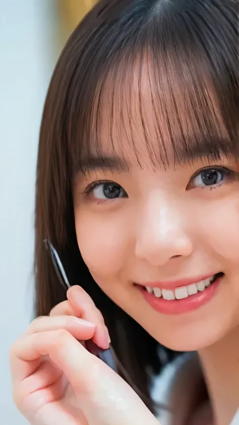 collar,NSFW,masterpiece,(masterpiece, Best Quality, 1girl), (Extreme Closeup:1.3, perspective), (beautiful hair:1.2, ), (Wacky Hairstyle:1.2), (holding a miniature luminous magic wand, Sunlight shining on cheeks), ( gentle and gentle smile , stares at the ...