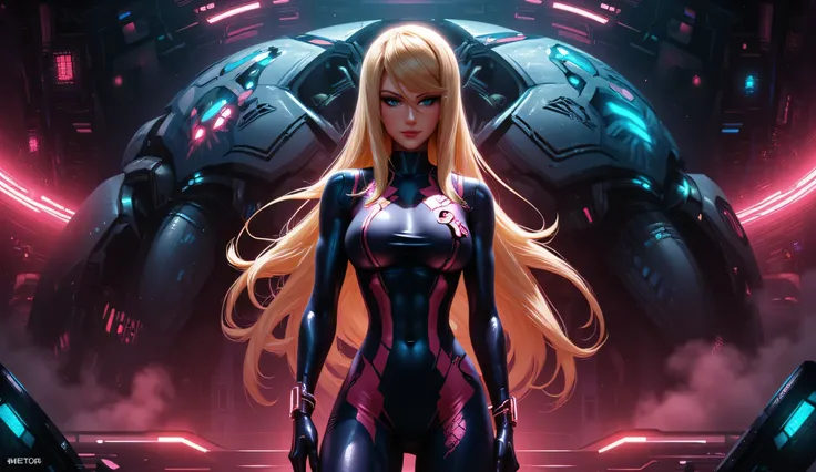 Metroid, Samus Aran, Zero Suit, big breasts, perfect breasts, perfect body, Metroid background, sexy, seductive, high detail, masterpiece.