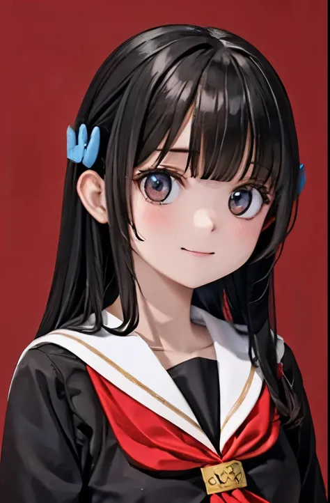 Hasuno Sora,brown sailor,black eyes, straight hair ,Asian,