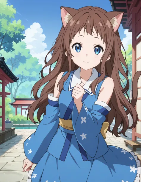 score_9, score_8_up, score_7_up, source_anime,absurdres, highres, masterpiece, best quality, amazing quality, official anime artwork, screencap, anime screencap, outdoors, looking at viewer, light smile, moriya shrine,tea stand, day,ai shindou,1girl, solo,...