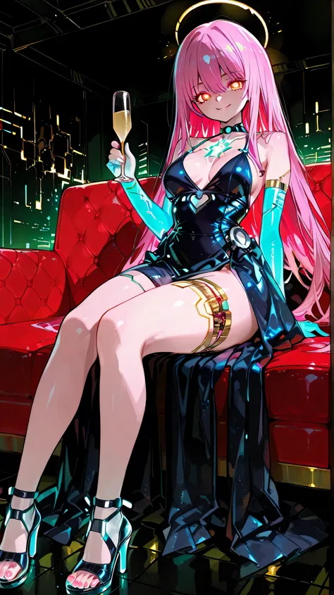 Mygo,chihaya_anon, cyber punk,Wonders of the machine,Robotic presence, Cybernetics Guardian,purple、beautiful robotic cyberwoman,(long hair:1),(sexy evening Dress made of thousands of glowing transistors:1.4),delicate parts,fractal art,colorful,digital pain...