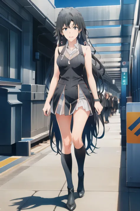 nice smileの20歳の成人女性，with long black hair at Kasai Rinkai Park，Big breastsでもウエストが細い，nice smile，Can you draw a woman looking at a train，draw a woman waiting in front of the car in front of you，東京の地下鉄ホームでWaiting for a train女性は描けますか， ,congestion,Waiting for a ...