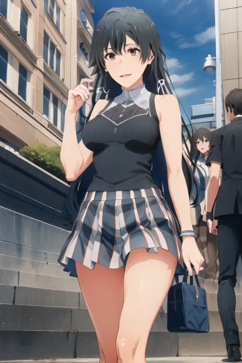 nice smileの20歳の成人女性，draw big breasts even more big breasts，Beautiful legs,，Big breastsでもウエストが細い，nice smile，,Please draw her expression more delicately，，Walking Alone，            city tour            ,，（（（I'm wearing casual tourist style clothes））），   ,（Let...