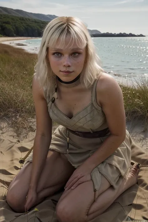 ultra detailed, a ultra detailed of 18yo girl in a sundress, blond hair,  beach, (1girl),a woman on her knees
 (Extremely detailed 8k unit CG wallpaper), photo of the most beautiful work of art in the world, majestic professional (Photograph of Steve McCur...